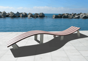 Parkbank de Wave Prachtig design, in diverse kleuren leverbaar. Rotvrij en geen onderhoud.