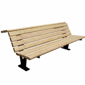 Parkbanken met houten zit en leuning. Het frame gepoedercoat in een fraaie standaard ral kleur.