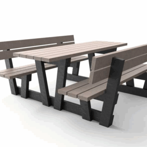 Picknickset model Lyon. Picknicksets van regeneraat zijn rotvrij, grafittiproof en zeer duurzaam.