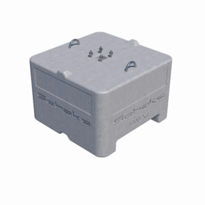 Antiram voorziening in d e vorm van een handig transporteerbaar betonblok. Leverbaar met logo en met reflectie-strippen