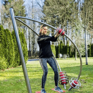 RVS - hardhout buiten fitness toestel fiets trainer