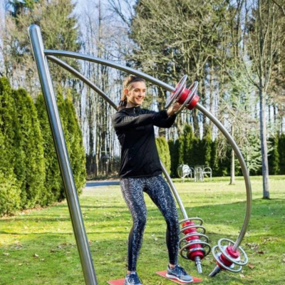 RVS - hardhout buiten fitness toestel fiets trainer