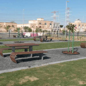 Parkbank Contour, hier afgebeeld zonder rugleuning