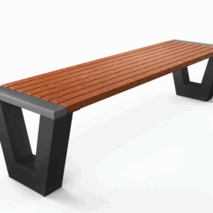 Parkbank van glad afgewerkt beton geverfd zonder leuning.