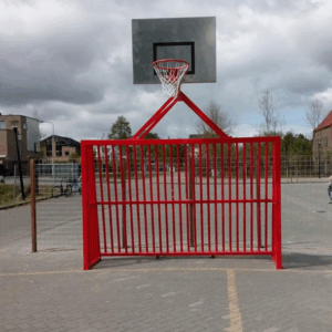 Voetbaldoel -basketbal-combi model VB200. Deze antivandaal voetbaldoelen met basketbal, kunnen ook in iedere standaard ral kleur gepoedercoat worden.