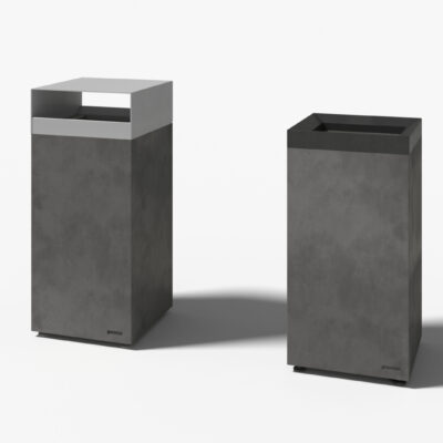 Deze moderne afvalbak combineert functionaliteit, vandalismebestendigheid en een verfijnde uitstraling, waardoor hij uitermate geschikt is voor architectonisch verantwoorde buiteninrichtingen