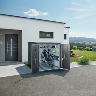 Fietskluis - fietsbox voorzien van 2 railsystemen voor het handig, eenvoudig parkeren van uw fiets.