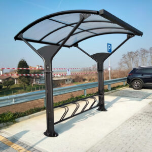 Fietsoverkapping Delta gecoat in ral 9005.