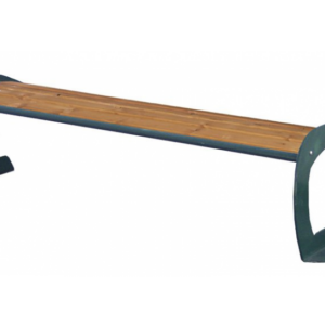 Parkbank Aurora onder rugleuning.Deze parkbanken zijn voorzien van een houten zitting, waarbij u de keuze heeft uit meerdere houtafwerkingen.