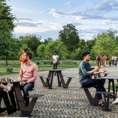 Hier ziet u de picknicktafel Viktoria met schaakbord