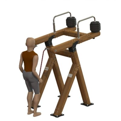 Train effectief in de buitenlucht met houten krachtsporttoestellen. Duurzaam, veilig en geschikt voor alle niveaus.