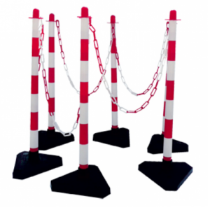 Verplaatsbare afzetpalen, afzetpaaltjes. De voordelige tijdelijke afzetting.