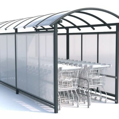 Ideaal en netjes uw winkelwagens stallen. Winkelwagen overkapping Verona 2. Wanden en dak van slagvast uv-bestendig polycarbonaat.