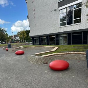 Weerbestendige en bijna onverwoestbare zitelementen voor scholen en openbare ruimtes. Deze liggen in Haarlem