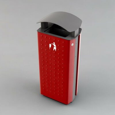 Buiten afvalbak model City. Een afvalbak uit het zogenaamde hogere segment.  Een stijlvolle en robuuste oplossing voor een schone en nette openbare ruimte.