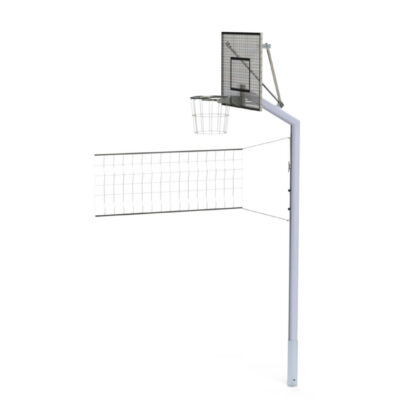 Hoogwaardige aluminium basketbalpaal, volledig gelaste uitvoering, ontworpen voor duurzaam gebruik.