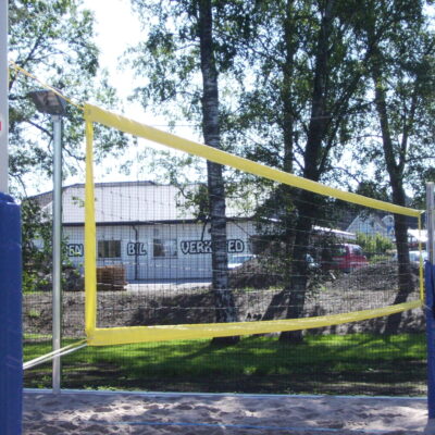 Strandtennis-set uitgevoerd in aluminium met een professioneel beachvolleybalnet.