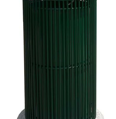 Buitenafvalbakken Elise. Afgebeeld afvalbak buiten Elise met betonvoet. Leverbaar in diverse fraaie kleuren.