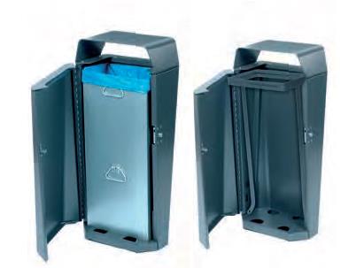Buiten afvalbak Silk, links met binnenbak, rechts met zakhouder