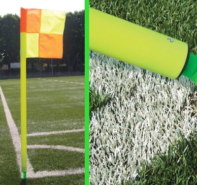 Duurzame en zeer degelijke verende hoekvlaggen cornervlaggen, compleet geleverd.