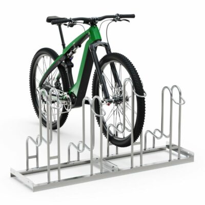 Hoog-laag fietsenrek model FR4000, onbeperkt schakelbaar en in een enkelzijdige en tweezijdige uitvoering leverbaar.