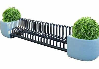 Fietsenrek met bloembak. Diverse lengtes leverbaar.