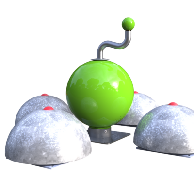 Geluidenspel Zone is een Muziekbal met vier sidekicks verspreid geplaatst. De centrale bal kan geleverd worden in vier standaard kleuren.