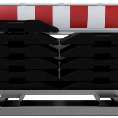 Voordeel-Set Veiligheidshekken 1 – complete set met 10 Euro 3 hekken en rode reflecterende folie, ideaal voor werkzones en evenementen.