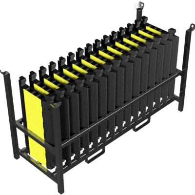 Complete set met 15 stuks kabelbruggen lengte 880mm belastbaar 200 Ton. DE opslag en transportpallet is stapelbaar en voorzien van heftruckvoorziening.