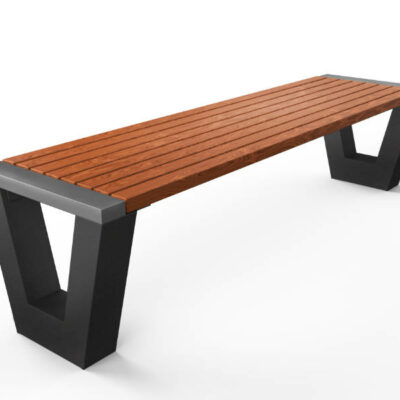 Parkbank van glad afgewerkt beton geverfd zonder leuning.