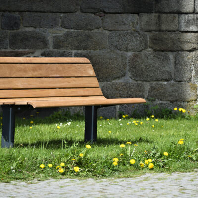Parkbank model Nisha met rugleuning en zwart gepoedercoat onderstel. Doordat de latten fraaie rondingen hebben een bijzonder fraaie bank om te zien.
