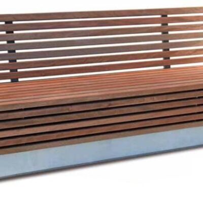 Parkbank model Litho. Een zeer fraai afgewerkte parkbank van beton en hout.