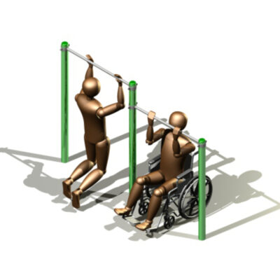 Buitenfitnesstoestel Pull Up bars voor mindervaliden en validen, een aanwinst voor ieder buitenfitnesspark - accommodatie.