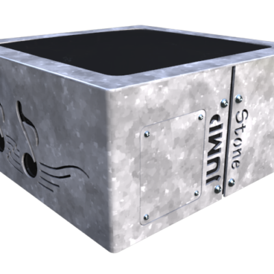 Wek energie op door te springen op het zwarte rubber waardoor de springsteen muziek of andere geluiden afspeelt.